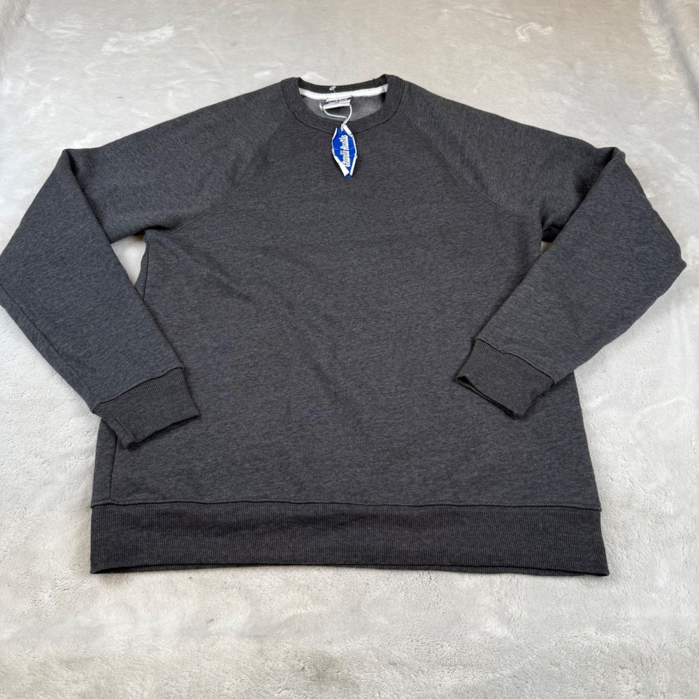 Charlie Hustle Mens Medium Charcoal Gray Heather Raglan Fleece‎ Sweatshirt NEW